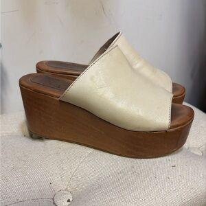 Freebird Cream Leather Platform Mules